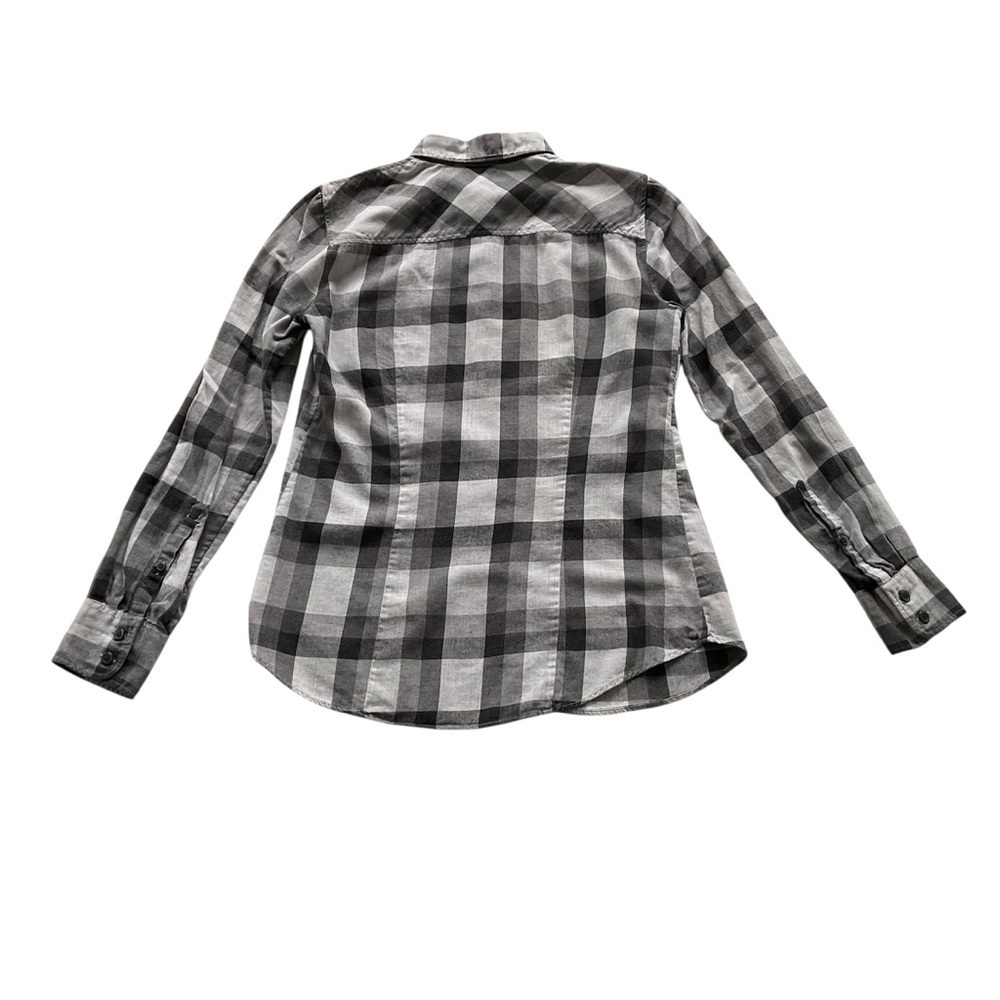 J. Crew Womens Buffalo Check Button Up Shirt XS Gray Plaid Cabin Core Grunge - Picture 10 of 10